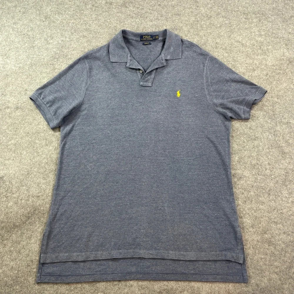 Polo Ralph Lauren Mens Polo Shirt XL Blue Heather Short Sleeve Custom Fit